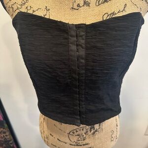 Forever 21 Black Corset Bustier Size L Strapless Structured Crop Top